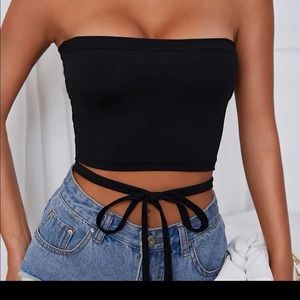 Black Strapless Crop Top